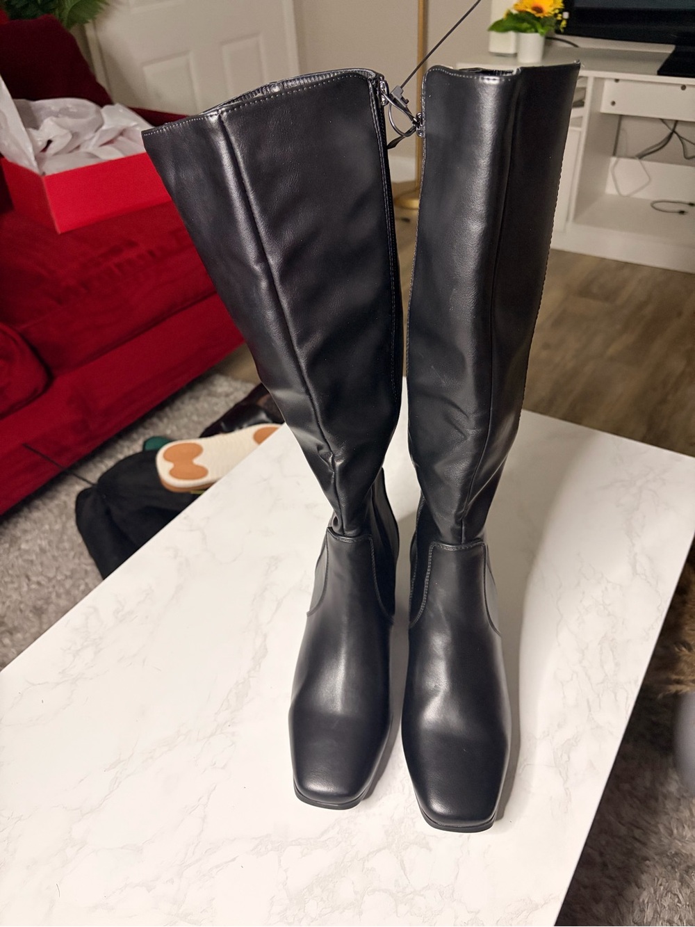 Women's Over-the-Knee Black Boots with Square Toe